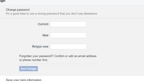 change facebook password via laptop 