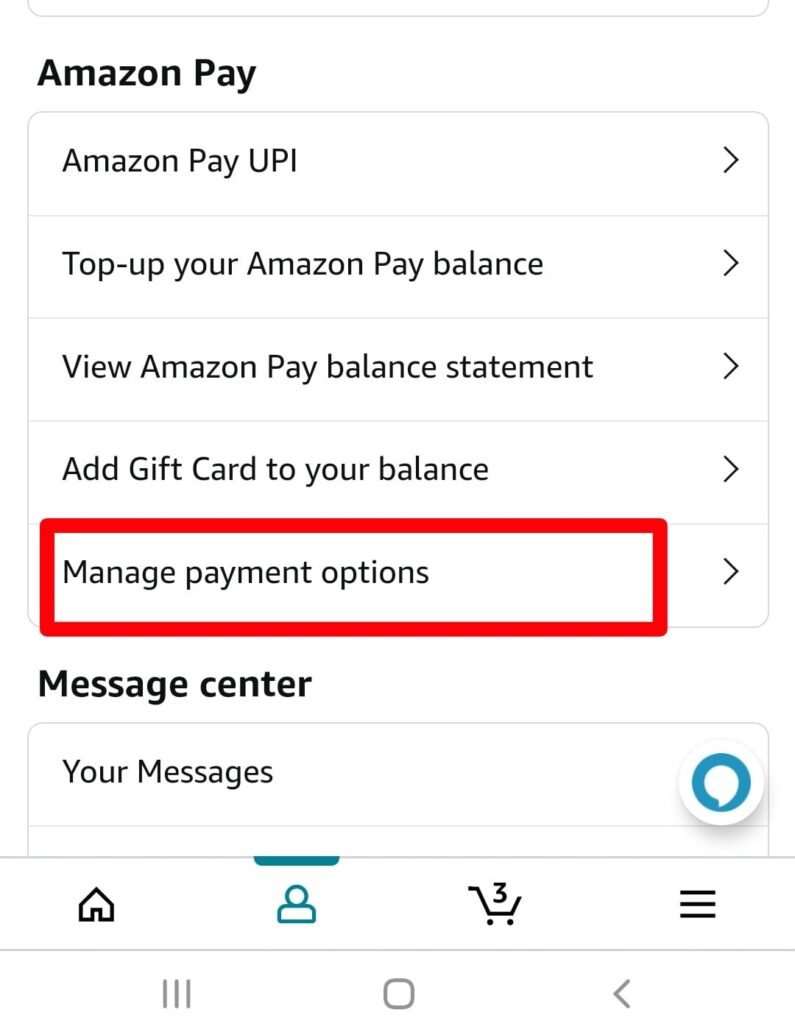 Remove card details from amazon step 3